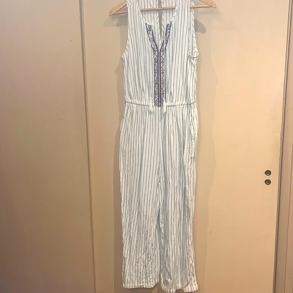 Old Navy boho styled pin striped jumper with embroidery size Small